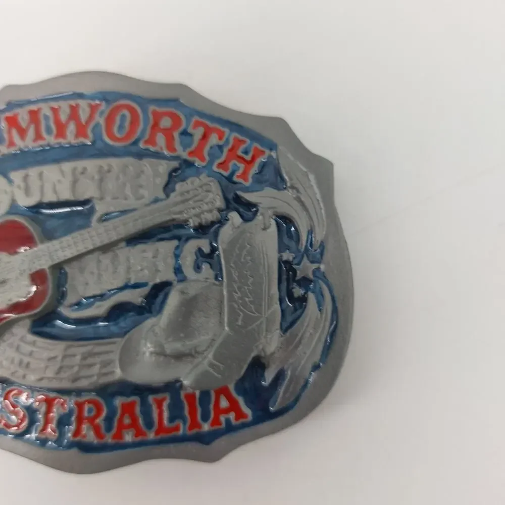 Tamworth Australia Belt Buckle Country Music Guitar Red Blue